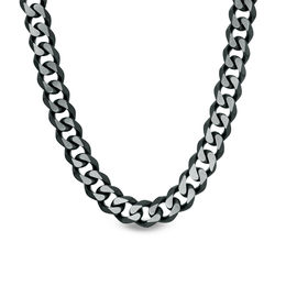 Men's 11.0mm Curb Chain Necklace in Stainless Steel with Black IP - 22&quot;