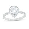 Thumbnail Image 0 of 1 CT. T.W. Certified Pear-Shaped Diamond Frame Engagement Ring in 14K White Gold (I/I2)