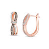 Thumbnail Image 1 of 1/5 CT. T.W. Champagne and White Diamond Knot Wave Hoop Earrings in 10K Rose Gold