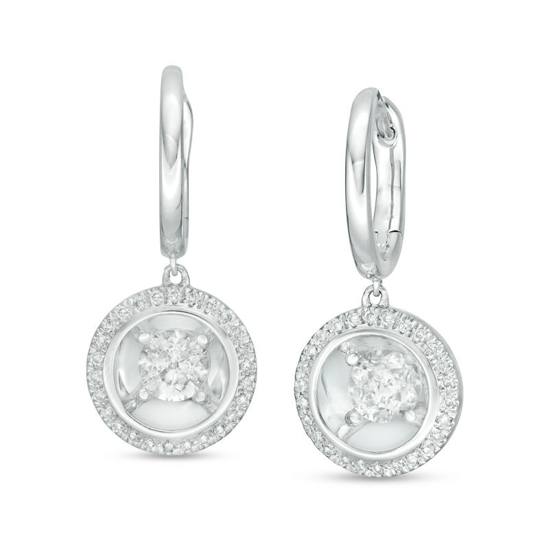 Magnificence™ 1/2 CT. T.W. Diamond Frame Drop Earrings in 10K White Gold
