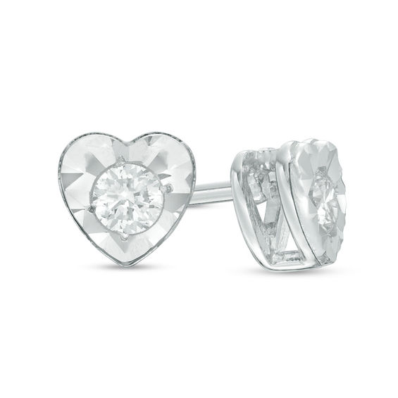 1 5 Ct T W Diamond Solitaire Heart Stud Earrings In Sterling Silver Zales Outlet