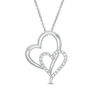 Thumbnail Image 0 of 1/10 CT. T.W. Diamond Double Heart Pendant in Sterling Silver