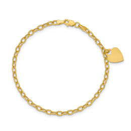 Heart Charm Bracelet in 14K Gold - 7.5&quot;