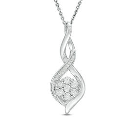 1/10 CT. T.W. Composite Diamond Flame Pendant in Sterling Silver
