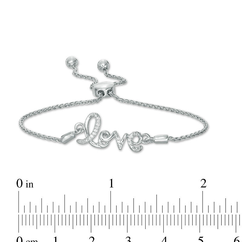 Diamond Accent "love" Bolo Bracelet in Sterling Silver - 9.5"