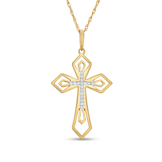 120 Ct Tw Diamond Gothic Style Cross Pendant In 10k Gold Zales Outlet 0239