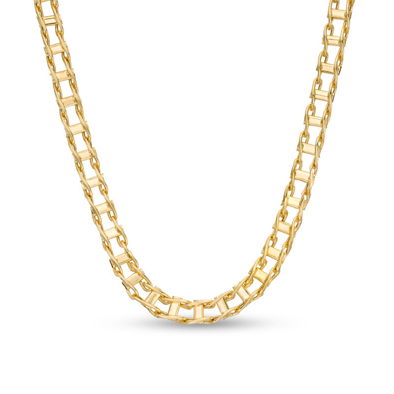 Main Image 1 of Men's 5.0mm Railroad Link Chain Necklace in Hollow 14K Gold - 20&quot;