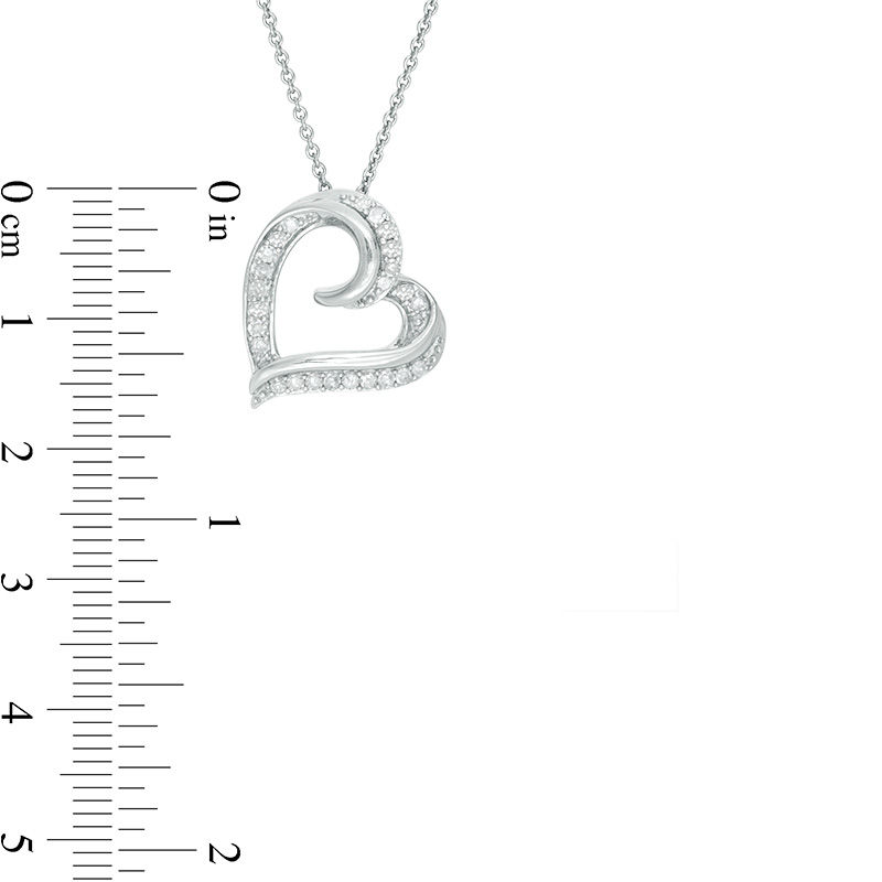 Main Image 2 of 1/4 CT. T.W. Diamond Tilted Curly Heart Pendant in Sterling Silver