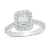 Thumbnail Image 1 of Vera Wang Love Collection 1-1/3 CT. T.W. Emerald-Cut Diamond Double Frame Engagement Ring in 14K White Gold