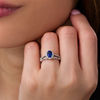 Thumbnail Image 3 of Oval Lab-Created Blue and White Sapphire Frame Vintage-Style Bridal Set in 10K White Gold