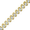 Thumbnail Image 1 of 1/2 CT. T.W. Diamond &quot;S&quot; Tennis Bracelet in Sterling Silver with 14K Gold Plate - 7.25&quot;