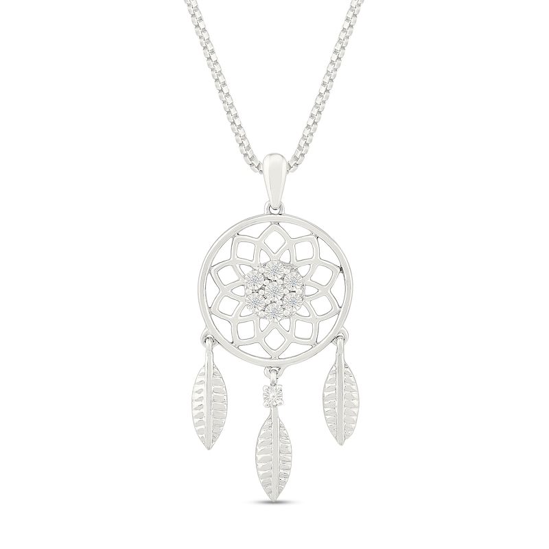 Main Image 1 of Diamond Accent Dreamcatcher Pendant in Sterling Silver