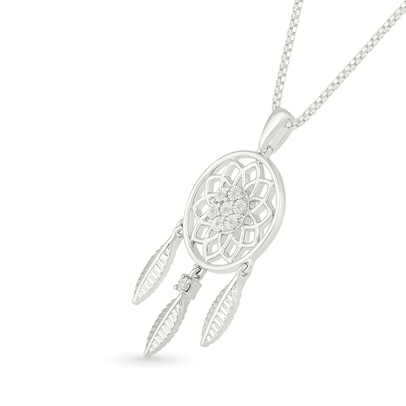 Main Image 2 of Diamond Accent Dreamcatcher Pendant in Sterling Silver