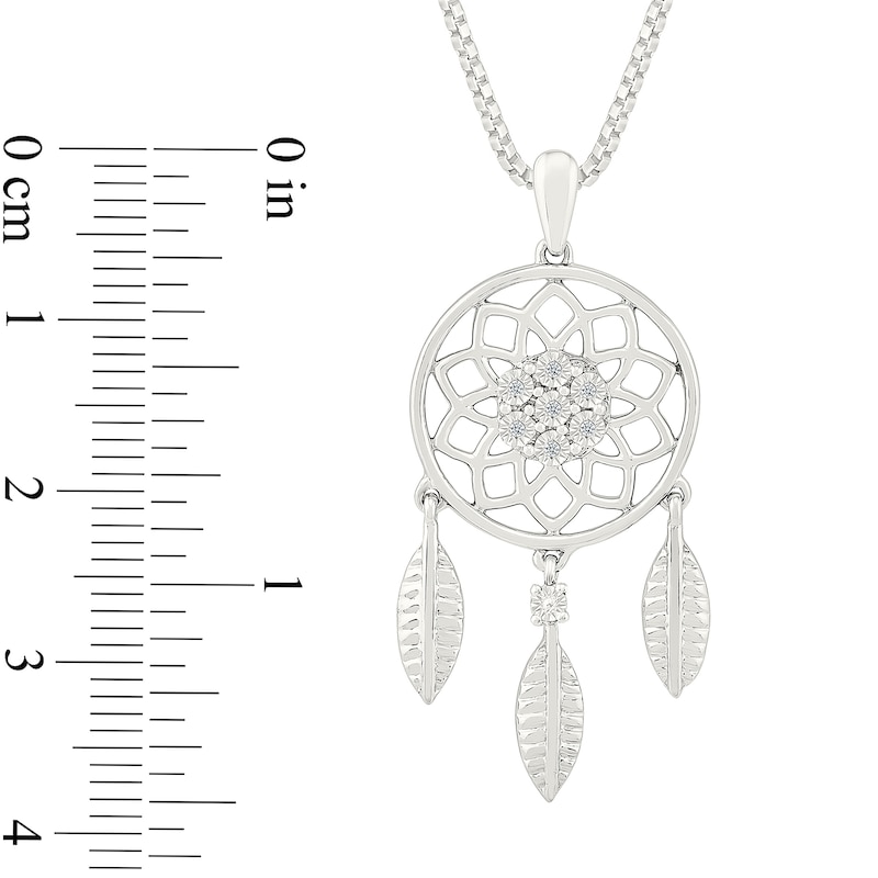 Main Image 3 of Diamond Accent Dreamcatcher Pendant in Sterling Silver