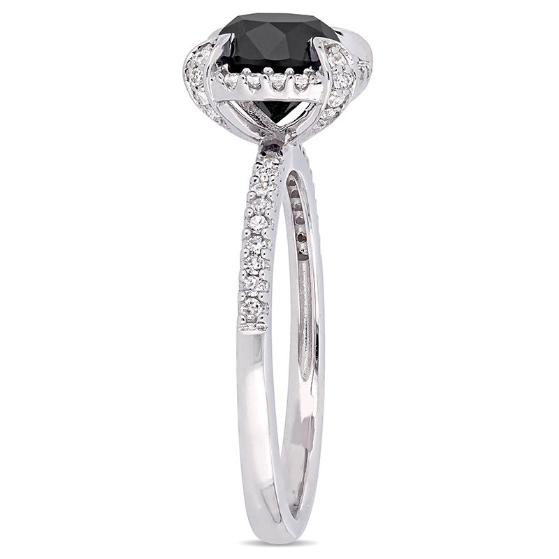 Main Image 2 of 2 CT. T.W.  Black and White Diamond Frame Engagement Ring in 10K White Gold