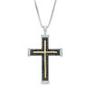 Thumbnail Image 1 of Men's 1 CT. T.W. Enhanced Black and White Diamond Cross Pendant in Two-Tone Sterling Silver and 10K Gold - 22&quot;