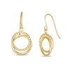 Thumbnail Image 1 of Multi-Finish Double Circle Drop Earrings in 14K Gold