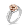 Thumbnail Image 1 of Enchanted Disney Belle 1/4 CT. T.W. Diamond Rose Bypass Swirl Ring in Sterling Silver and 10K Rose Gold