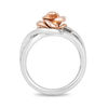 Thumbnail Image 2 of Enchanted Disney Belle 1/4 CT. T.W. Diamond Rose Bypass Swirl Ring in Sterling Silver and 10K Rose Gold