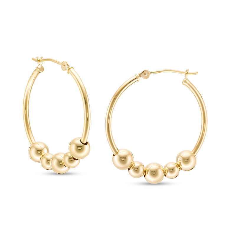 Five Sliding Bead Hoop Earrings in 14K Gold | Zales Outlet