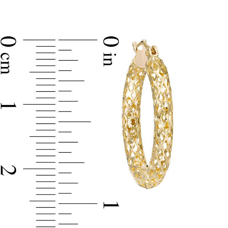 Main Image 2 of Diamond-Cut Mesh Tube Hoop Earrings in 14K Gold