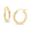 Thumbnail Image 1 of 3.0 x 15.0mm Twist Hoop Earrings in 14K Gold