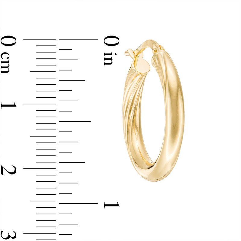 Main Image 2 of 3.0 x 15.0mm Twist Hoop Earrings in 14K Gold