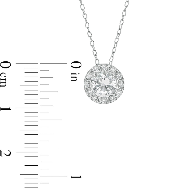 Main Image 3 of Lab-Created White Sapphire Halo Frame Pendant and Stud Earrings Set in Sterling Silver