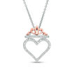 Thumbnail Image 1 of 1/20 CT. T.W. Diamond Heart with Crown Pendant in Sterling Silver and 10K Rose Gold