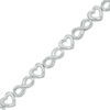 Thumbnail Image 1 of 1/5 CT. T.W. Diamond Alternating Heart and Infinity Bracelet in Sterling Silver - 7.25&quot;