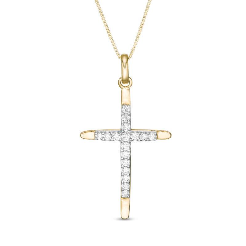 3/8 CT. T.W. Diamond Cross Pendant in 10K Gold | Zales Outlet