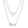 Thumbnail Image 0 of 1/10 CT. T.W. Diamond Double Strand "Love" with Heart Necklace in Sterling Silver - 23.5"