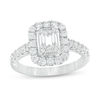 Thumbnail Image 1 of 1 CT. T.W. Baguette and Round Composite Diamond Cushion Frame Engagement Ring in 14K White Gold