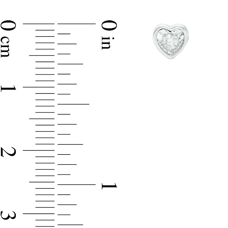 Main Image 3 of 1/8 CT. T.W. Diamond Solitaire Heart-Shaped Stud Earrings in 10K White Gold (I/I3)