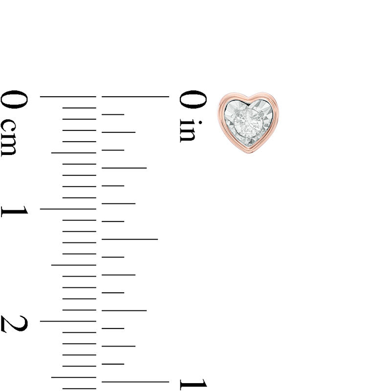 Main Image 3 of 1/8 CT. T.W. Diamond Solitaire Heart-Shaped Stud Earrings in 10K Rose Gold (I/I3)