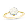 Thumbnail Image 1 of 6.0mm Freshwater Cultured Pearl and 1/20 CT. T.W. Diamond Sunburst Frame Ring in 10K Gold