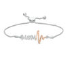 Thumbnail Image 1 of Diamond Accent &quot;MOM&quot; and Heartbeat Bolo Bracelet in Sterling Silver and 10K Rose Gold - 9.5&quot;