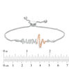 Thumbnail Image 2 of Diamond Accent &quot;MOM&quot; and Heartbeat Bolo Bracelet in Sterling Silver and 10K Rose Gold - 9.5&quot;