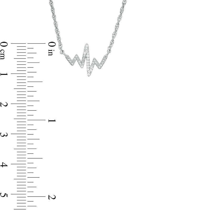 Main Image 2 of 1/20 CT. T.W. Diamond Heartbeat Necklace in Sterling Silver