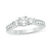 Thumbnail Image 1 of 3/4 CT. T.W. Diamond Three Stone Vintage-Style Engagement Ring in 10K White Gold