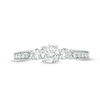 Thumbnail Image 6 of 3/4 CT. T.W. Diamond Three Stone Vintage-Style Engagement Ring in 10K White Gold