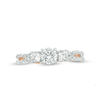 Thumbnail Image 6 of 1 CT. T.W. Diamond Three Stone Braid Engagement Ring in 10K Rose Gold