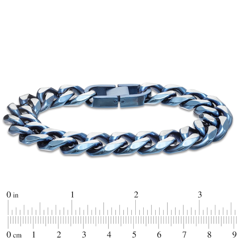 Main Image 4 of Men's 14.75mm Curb Chain Bracelet in Two-Tone Ion-Plated Stainless Steel - 9.0&quot;