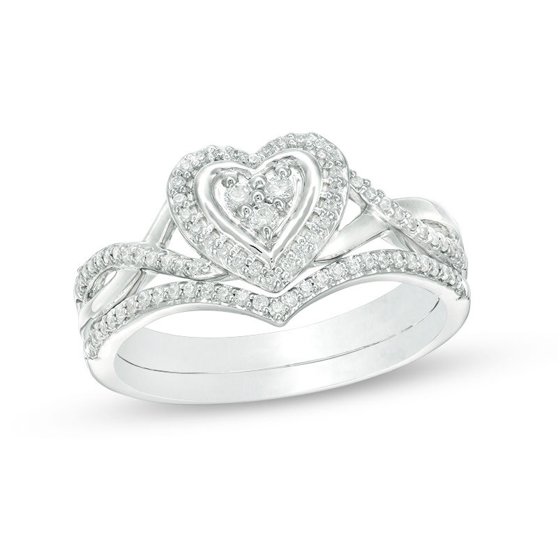 2 Carat Heart Wedding Engagement Bridal Ring Set for Women 6 - Walmart.com