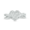Thumbnail Image 5 of 1/5 CT. T.W. Diamond Heart Frame Twist Bridal Set in 10K White Gold