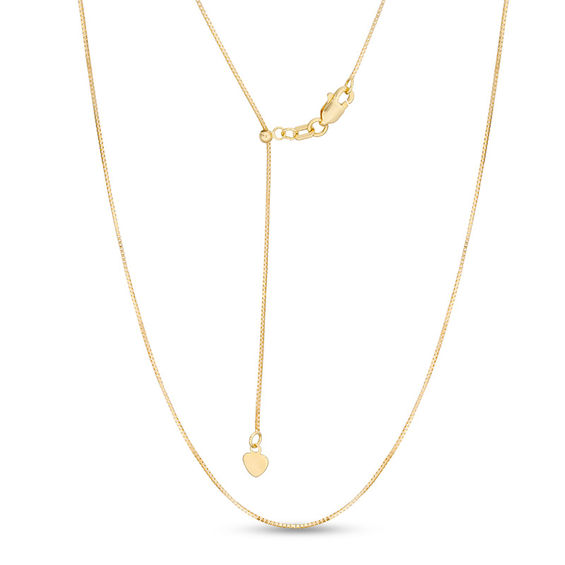 Adjustable 0.66mm Box Chain Necklace in 14K Gold - 22