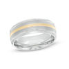 Thumbnail Image 1 of Men's 8.0mm Yellow IP Center Satin Wedding Band in Tantalum