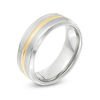 Thumbnail Image 2 of Men's 8.0mm Yellow IP Center Satin Wedding Band in Tantalum