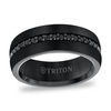 Thumbnail Image 1 of Triton Men's Black Sapphire Comfort-Fit Wedding Band in Black Tungsten