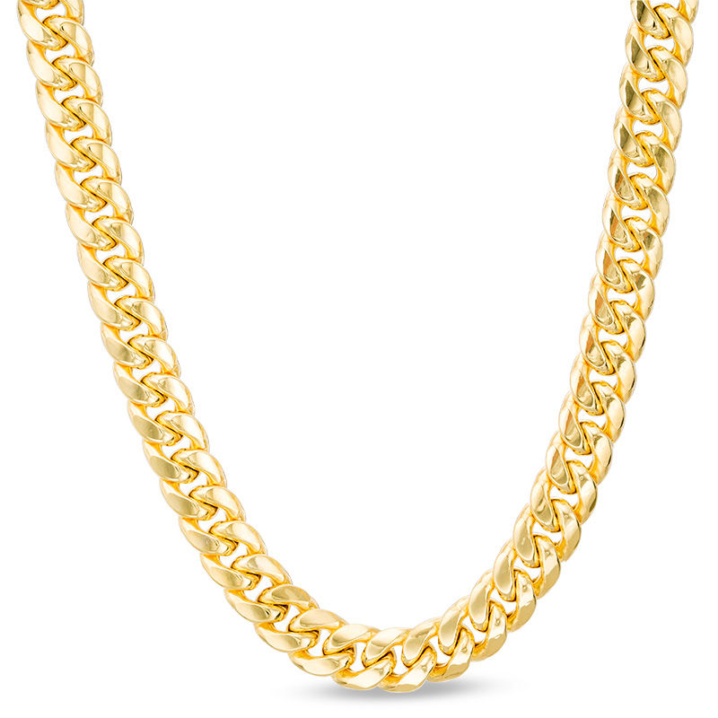 Men's 7.4mm Hollow Cuban Curb Chain Necklace in 10K Gold - 22